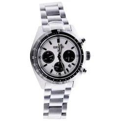 Prospex Quarz Silbernes Zifferblatt Edelstahl Uhr