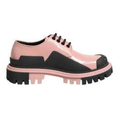 Puderrosa Leder Schnürschuhe