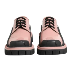 Puderrosa Leder Schnürschuhe