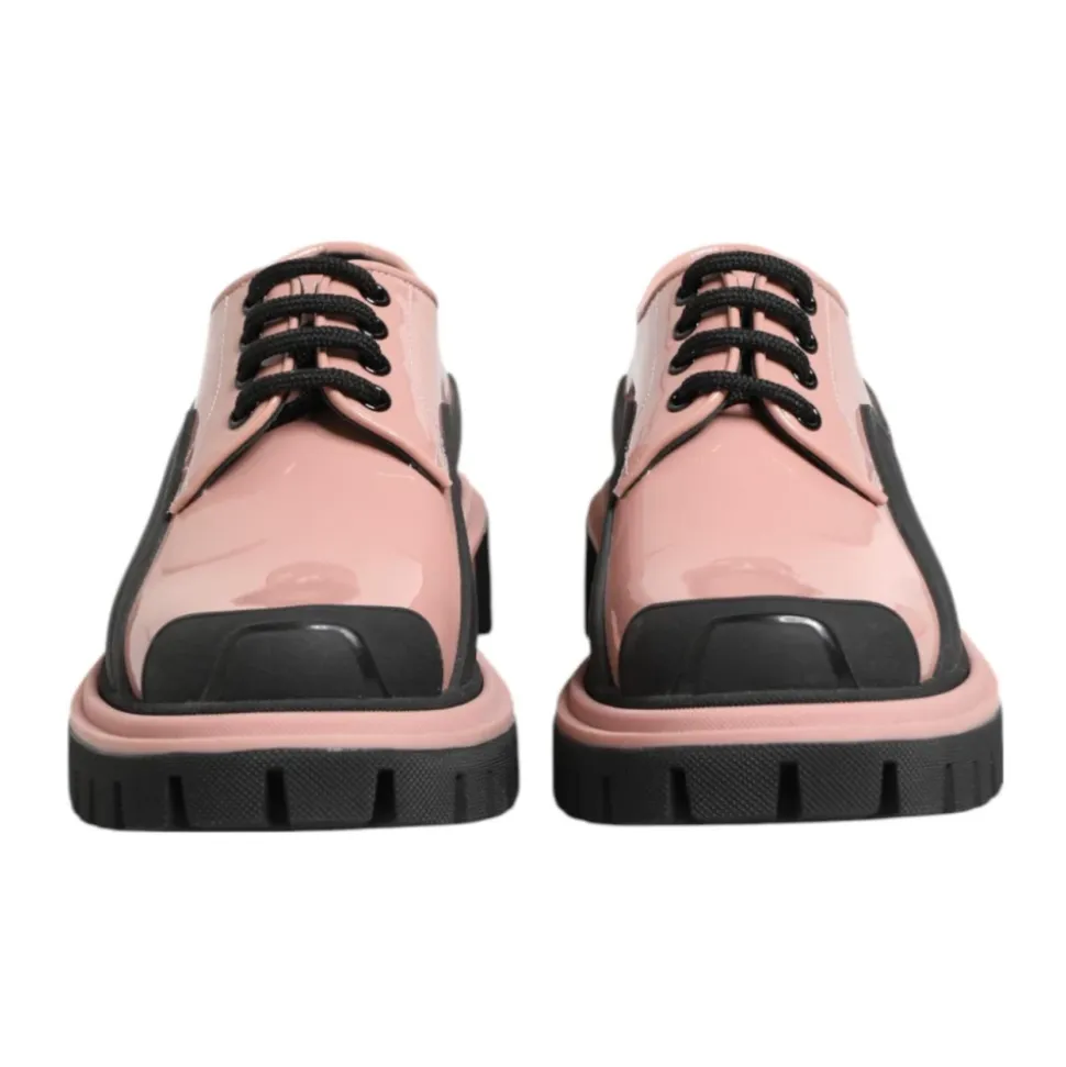 Puderrosa Leder Schnürschuhe