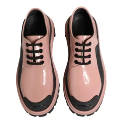 Puderrosa Leder Schnürschuhe