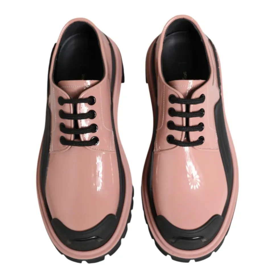Puderrosa Leder Schnürschuhe