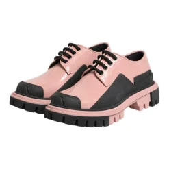 Puderrosa Leder Schnürschuhe
