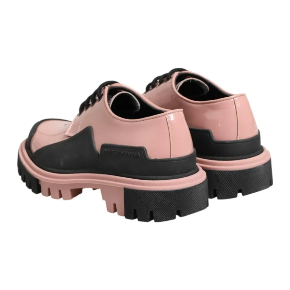 Puderrosa Leder Schnürschuhe