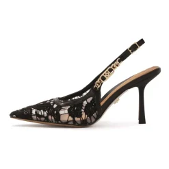 Pumps mit offener Ferse aus Spitze