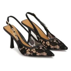 Pumps mit offener Ferse aus Spitze