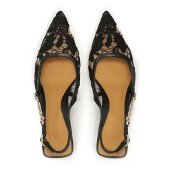 Pumps mit offener Ferse aus Spitze