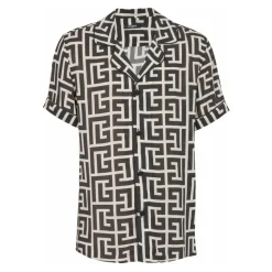 Pyjamahemd mit Monogramm-Print