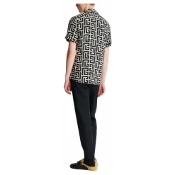 Pyjamahemd mit Monogramm-Print