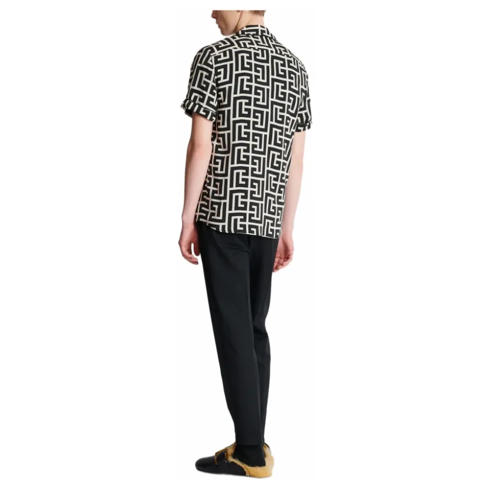 Pyjamahemd mit Monogramm-Print