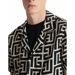 Pyjamahemd mit Monogramm-Print