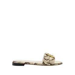 Pythonleder Flache Sandalen
