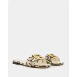 Pythonleder Flache Sandalen