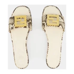 Pythonleder Flache Sandalen