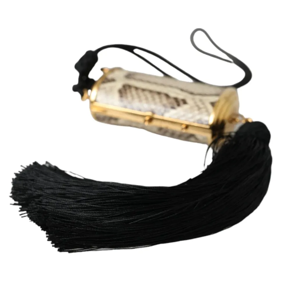 Pythonleder Mini Spiegel Quasten Tasche
