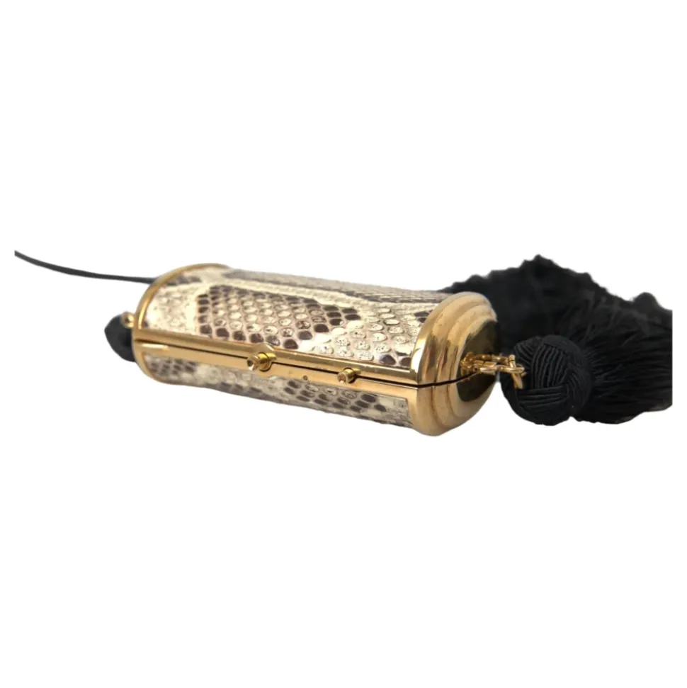 Pythonleder Mini Spiegel Quasten Tasche