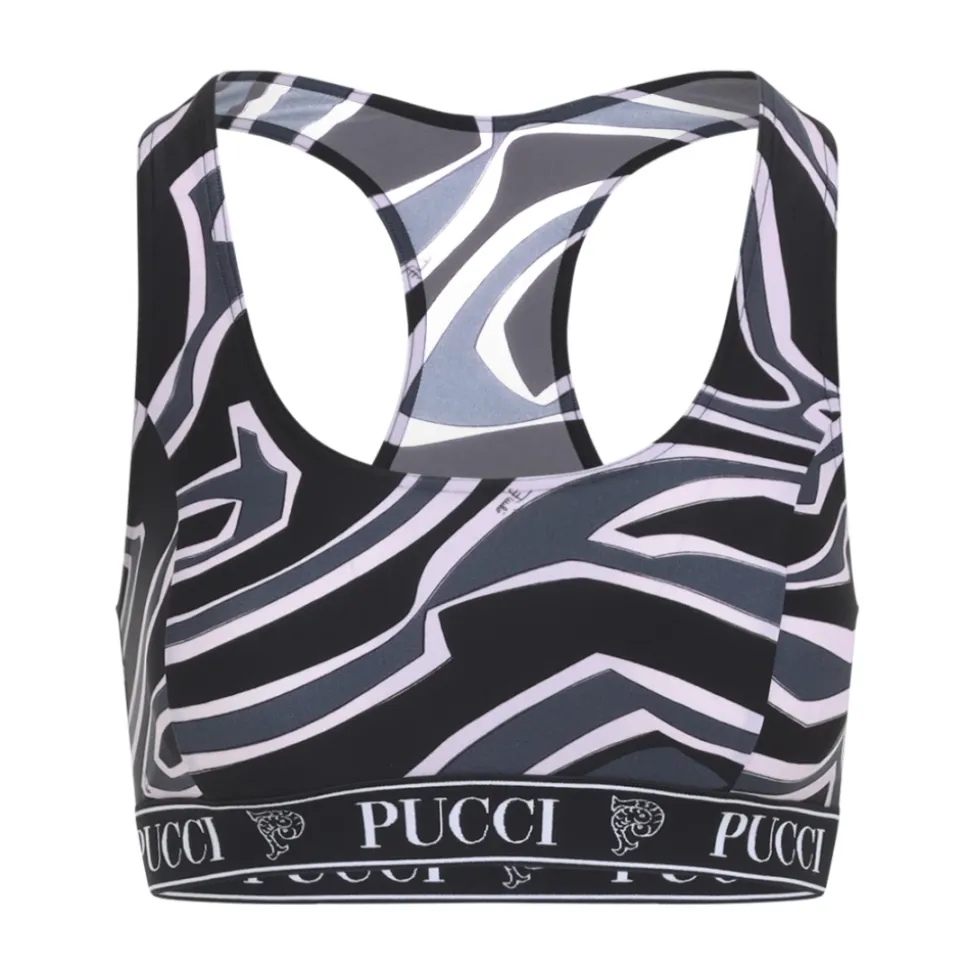 Racer-Neck Print Bra