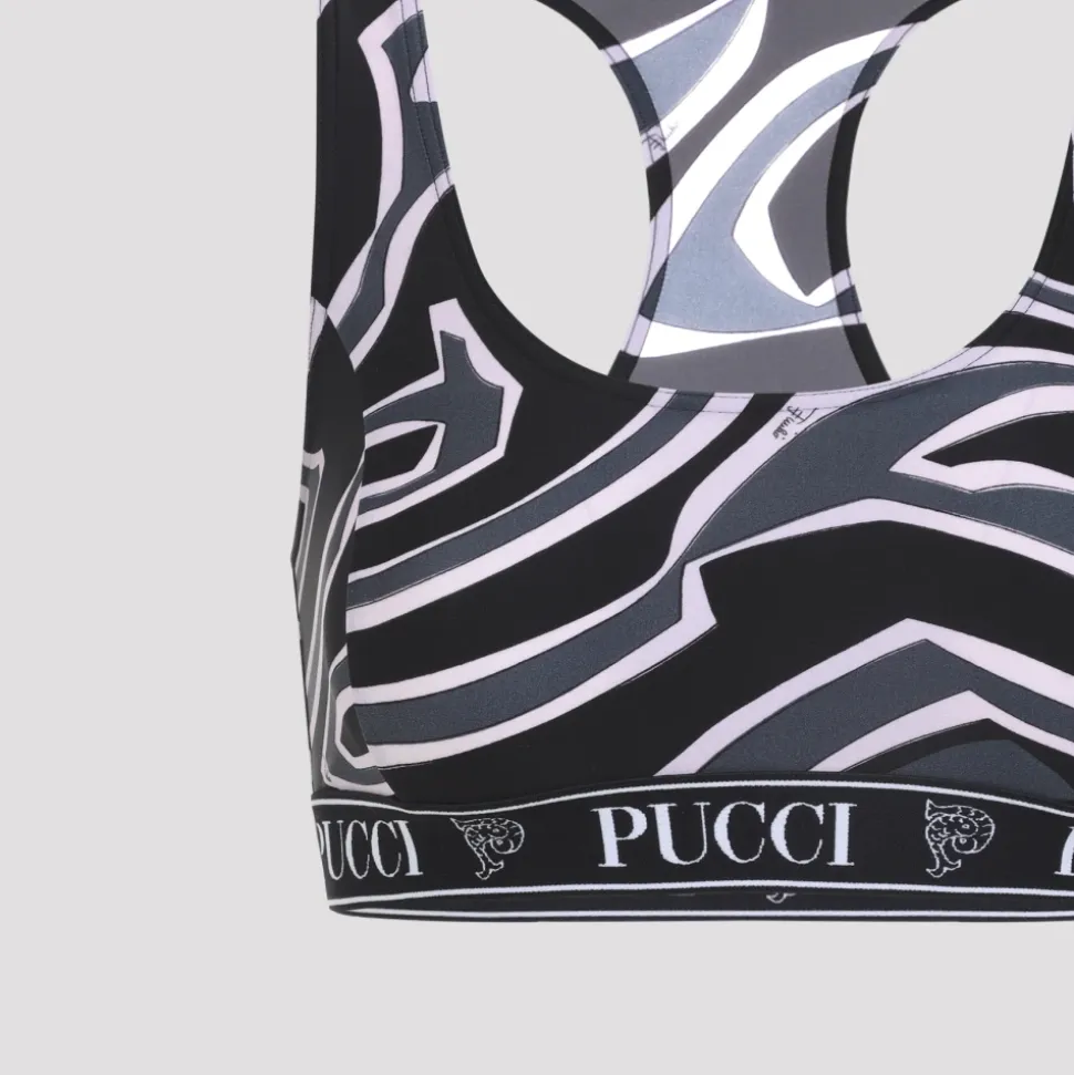 Racer-Neck Print Bra