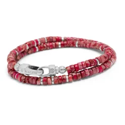 Red Howlite Heishi Wrap Bracelet with Silver