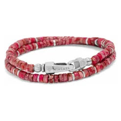 Red Howlite Heishi Wrap Bracelet with Silver