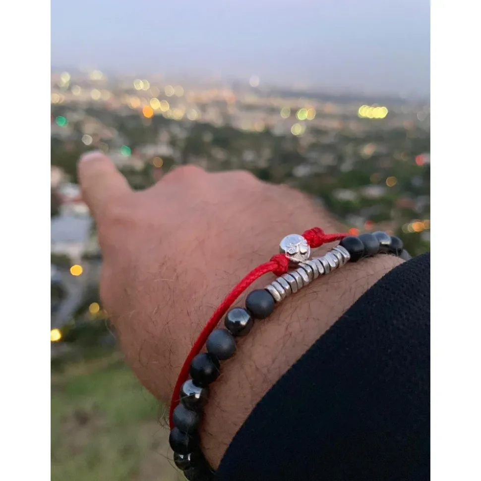 Red String Bracelet with Silver