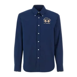 Regular Fit blaues Poloshirt mit großem Logo