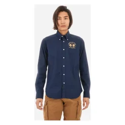 Regular Fit blaues Poloshirt mit großem Logo
