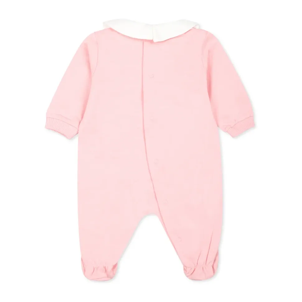 Rosa Fleece-Strampler mit Teddybär