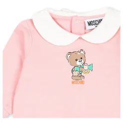 Rosa Fleece-Strampler mit Teddybär