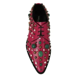 Rosa Kristall Lederkleid Brogue Schuhe