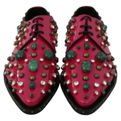 Rosa Kristall Lederkleid Brogue Schuhe