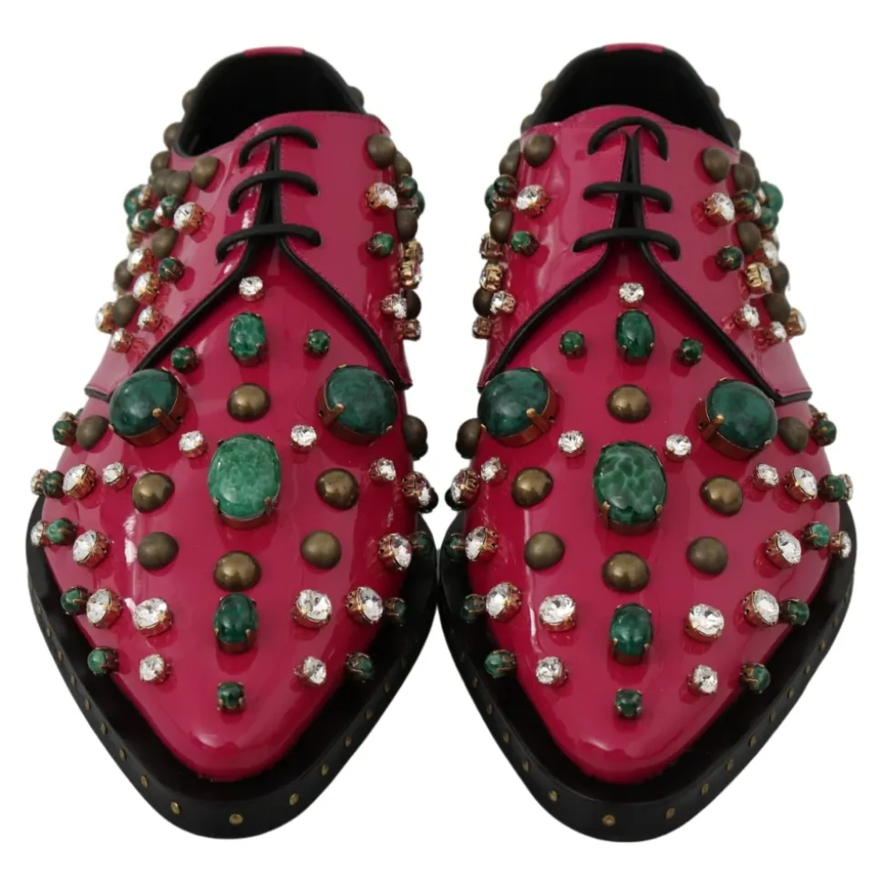 Rosa Kristall Lederkleid Brogue Schuhe