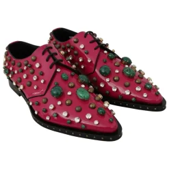 Rosa Kristall Lederkleid Brogue Schuhe