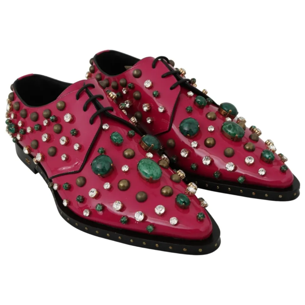 Rosa Kristall Lederkleid Brogue Schuhe