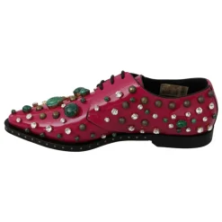 Rosa Kristall Lederkleid Brogue Schuhe