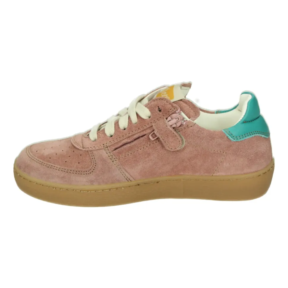 Rosa Leder- und Wildledermädchenschuhe