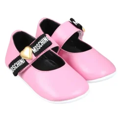 Rosa Lederballerinas mit Schleife