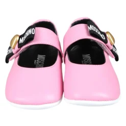 Rosa Lederballerinas mit Schleife
