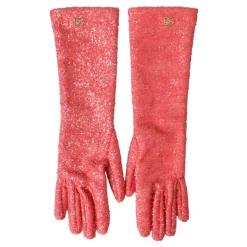 Rosa Lurex Arm Länge Handschuhe