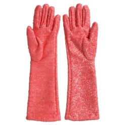 Rosa Lurex Arm Länge Handschuhe