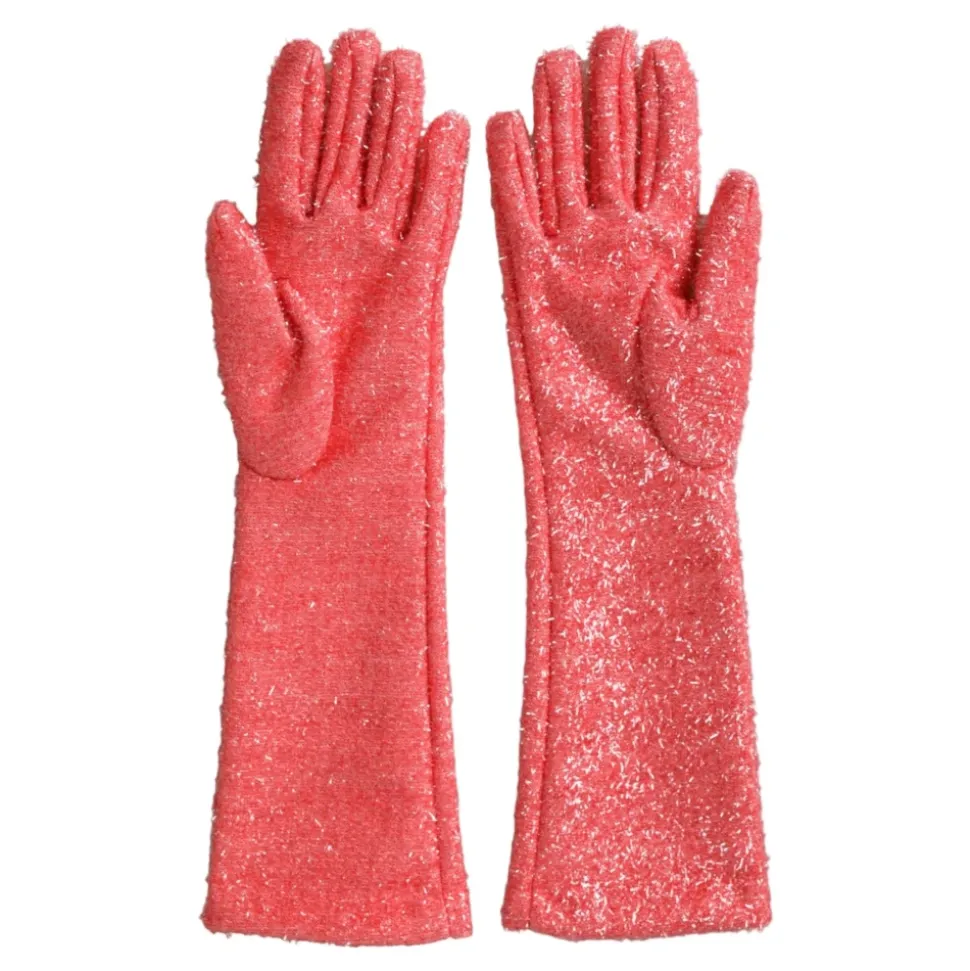 Rosa Lurex Arm Länge Handschuhe