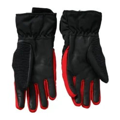 Rot Schwarze Biker Handschuhe Italienisches Handwerk