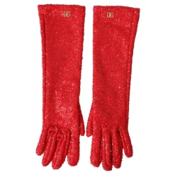 Rote Lurex Arm Länge Mode Handschuhe