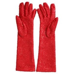 Rote Lurex Arm Länge Mode Handschuhe