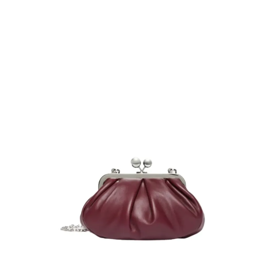 Rote Nappaleder Schultertasche mit Kette