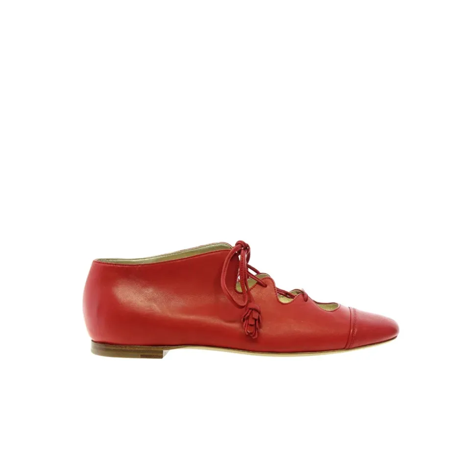 Roter Offener Zehen Richelieu Schuh