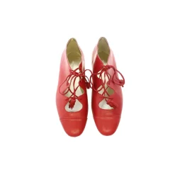 Roter Offener Zehen Richelieu Schuh