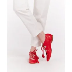 Roter Offener Zehen Richelieu Schuh