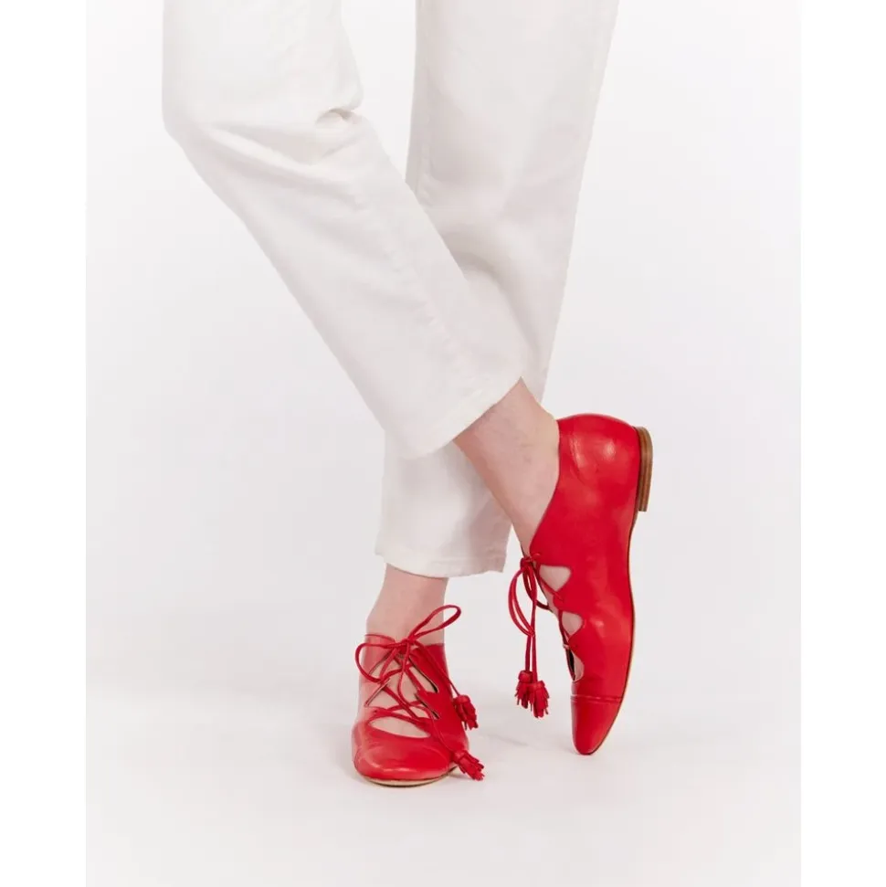 Roter Offener Zehen Richelieu Schuh