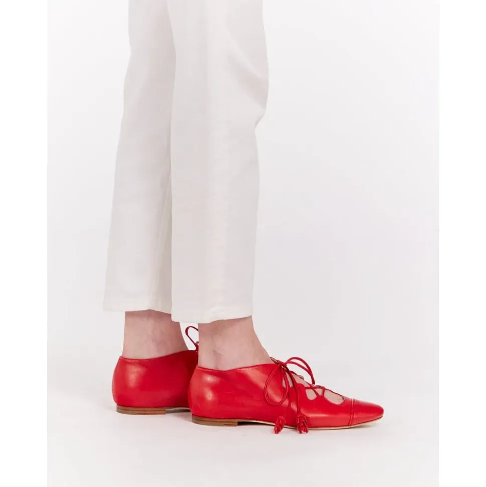 Roter Offener Zehen Richelieu Schuh